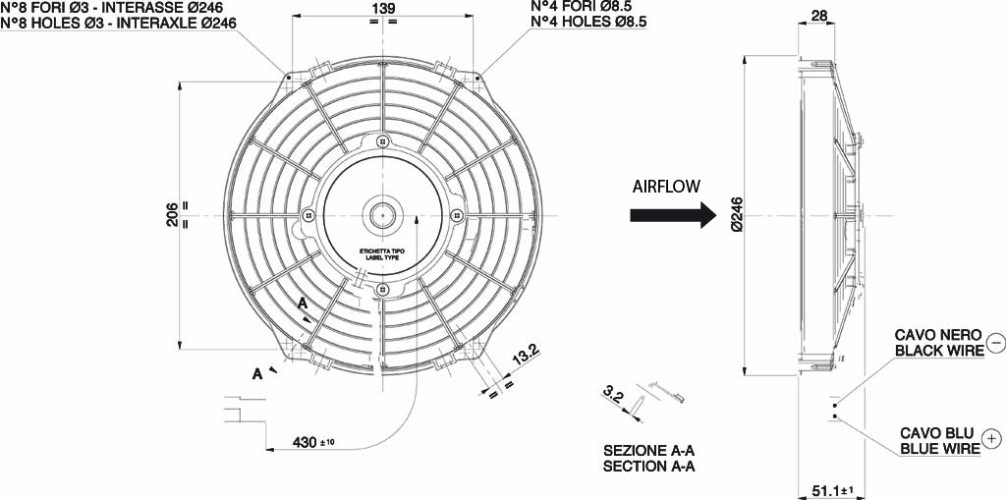 WENTYLATOR SPAL 225/246mm, SSĄCY, 24V, VA07-BP7/C-31A
