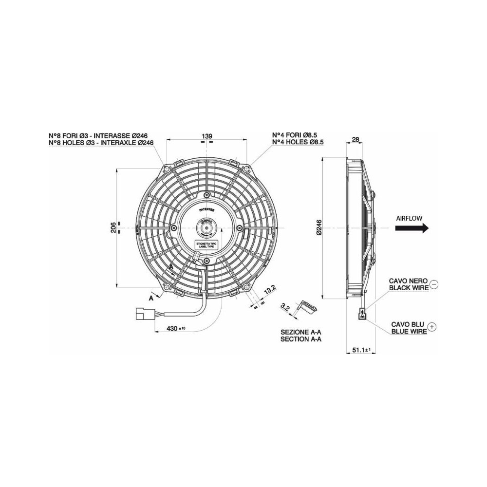 WENTYLATOR SPAL 225/246mm, SSĄCY, 12V, VA07-AP12/C-31A WENTYLATOR SPAL 225/246mm, SSĄCY, 12V, VA07-AP12/C-31A