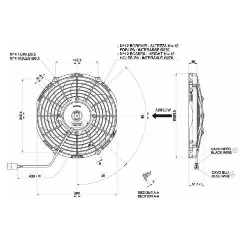 WENTYLATOR SPAL 255/283,5mm, PCHAJĄCY, 24V, VA11-BP12/C-57S