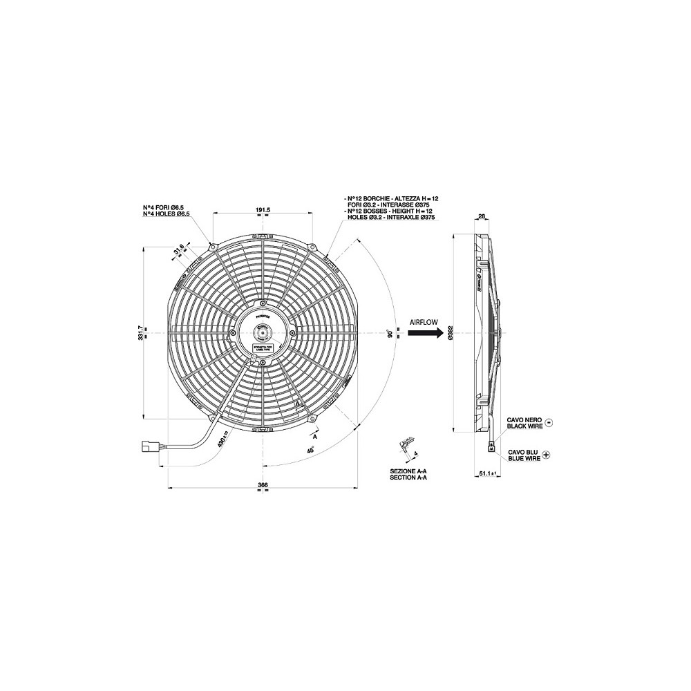 WENTYLATOR SPAL 350/382mm, SSĄCY, 24V, VA08-BP10/C-23A WENTYLATOR SPAL 350/382mm, SSĄCY, 24V, VA08-BP10/C-23A