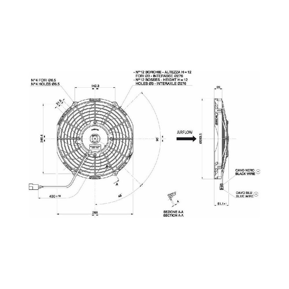 WENTYLATOR SPAL 255/283,5mm, SSĄCY, 12V, VA11-AP7/C-57A WENTYLATOR SPAL 255/283,5mm, SSĄCY, 12V, VA11-AP7/C-57A