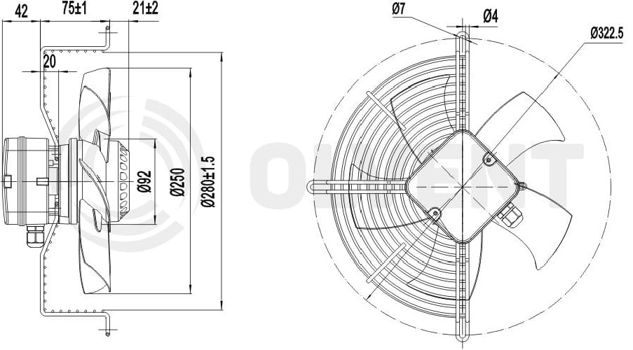 Wentylator ssący wyciągowy do chłodnic OLVENT 250