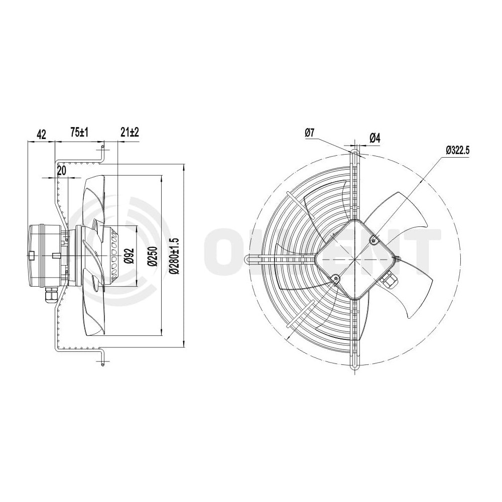 Wentylator ssący wyciągowy do chłodnic OLVENT 250