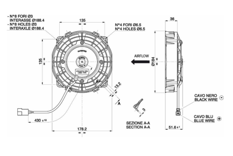 WENTYLATOR SPAL 167/184mm, PCHAJĄCY, 24V, VA22-BP11/C-50S