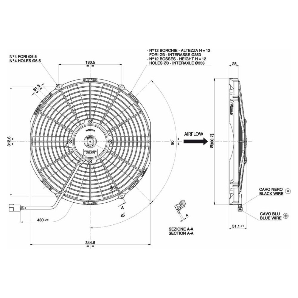 WENTYLATOR SPAL 330/360mm, SSĄCY, 12V, VA13-AP9/C-35A WENTYLATOR SPAL 330/360mm, SSĄCY, 12V, VA13-AP9/C-35A