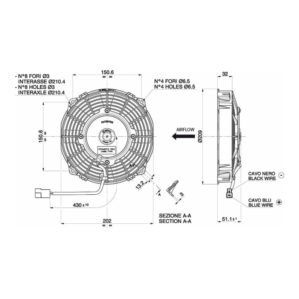 WENTYLATOR SPAL 190/209mm, PCHAJĄCY, 12V, VA14-AP7/C-34S WENTYLATOR SPAL 190/209mm, PCHAJĄCY, 12V, VA14-AP7/C-34S
