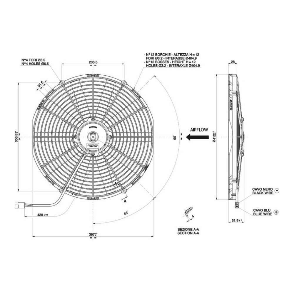 WENTYLATOR SPAL 385/412mm, SSĄCY, 24V, VA18-BP70/LL-86A WENTYLATOR SPAL 385/412mm, SSĄCY, 24V, VA18-BP70/LL-86A