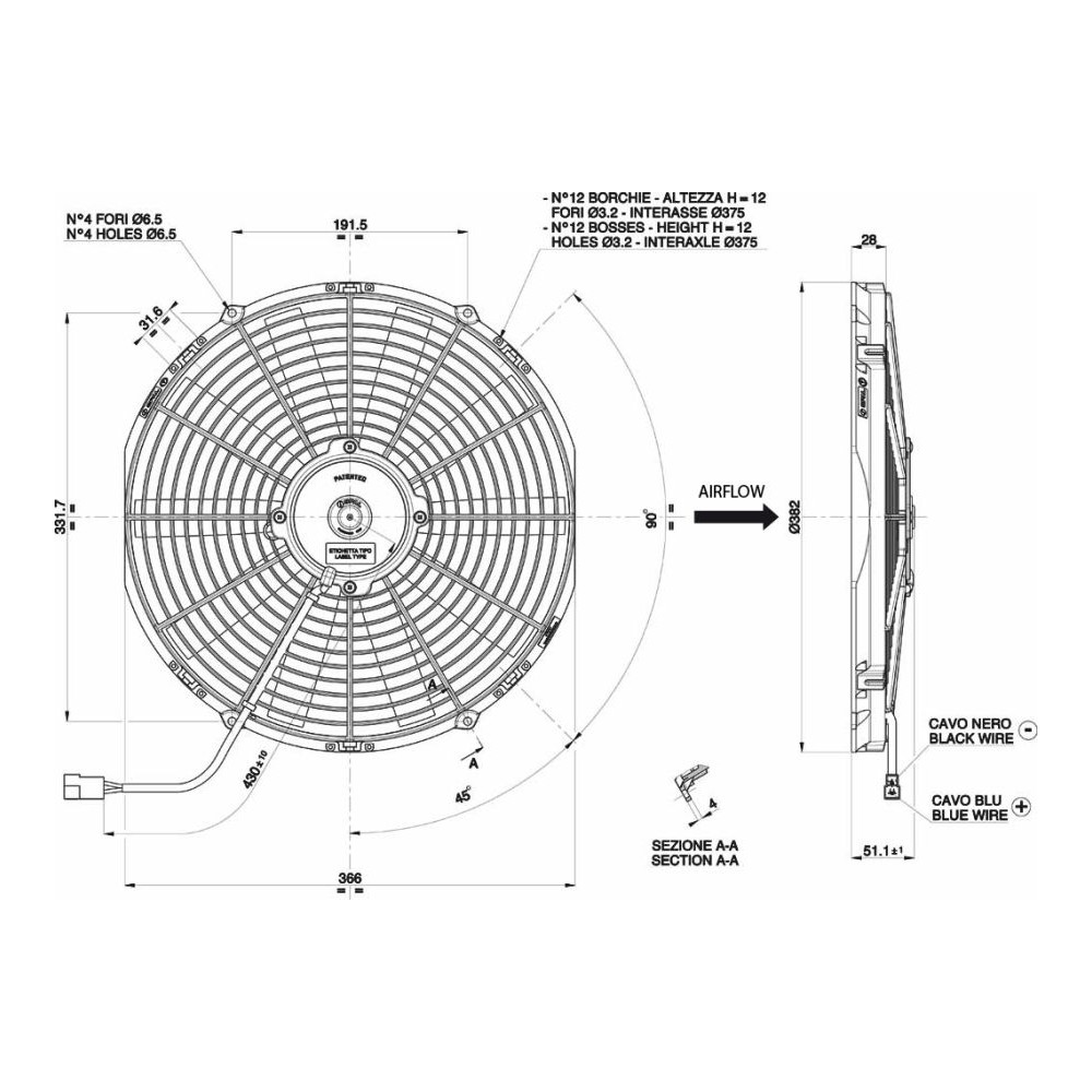 WENTYLATOR SPAL 350/382mm, SSĄCY, 12V, VA08-AP10/C-23A WENTYLATOR SPAL 350/382mm, SSĄCY, 12V, VA08-AP10/C-23A