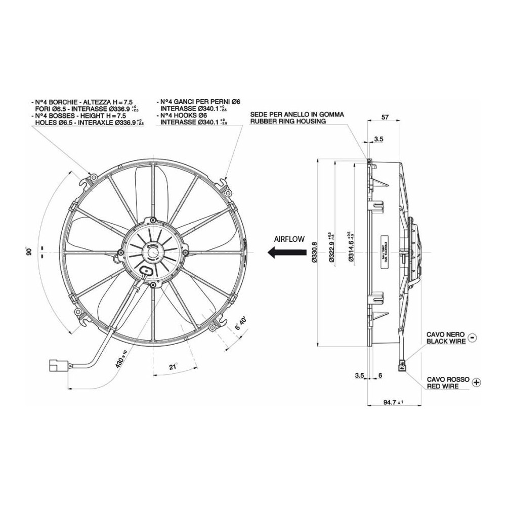 WENTYLATOR SPAL 305/331mm, PCHAJĄCY, 24V, VA01-BP70/LL-36S WENTYLATOR SPAL 305/331mm, PCHAJĄCY, 24V, VA01-BP70/LL-36S