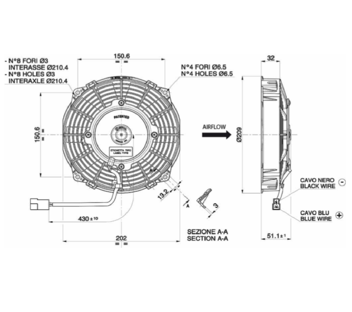 WENTYLATOR SPAL 190/209mm, SSĄCY, 24V, VA14-BP7/C-34A WENTYLATOR SPAL 190/209mm, SSĄCY, 24V, VA14-BP7/C-34A