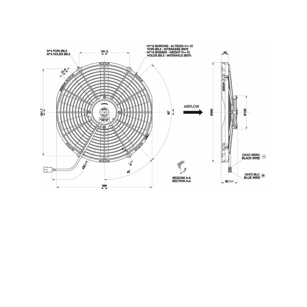 WENTYLATOR SPAL 350/382mm, SSĄCY, 12V, VA08-AP51/C-23A WENTYLATOR SPAL 350/382mm, SSĄCY, 12V, VA08-AP51/C-23A