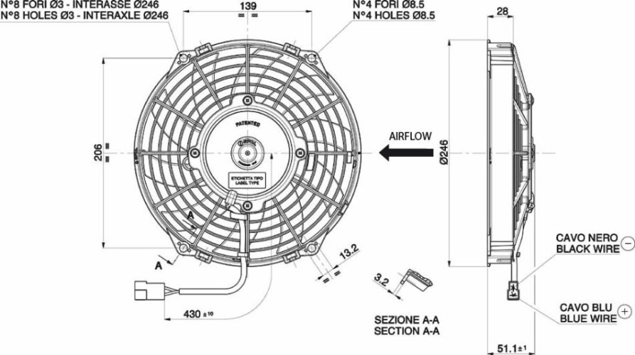 WENTYLATOR SPAL 225/246mm, PCHAJĄCY, 24V, VA07-BP12/C-58S