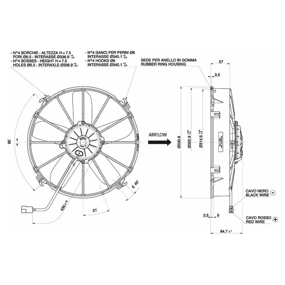 WENTYLATOR SPAL 305/331mm, SSĄCY, 24V, VA01-BP70/LL-36A