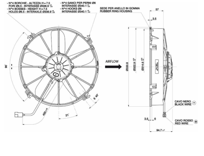 WENTYLATOR SPAL 305/331mm, SSĄCY, 12V, VA01-AP70/LL-36A