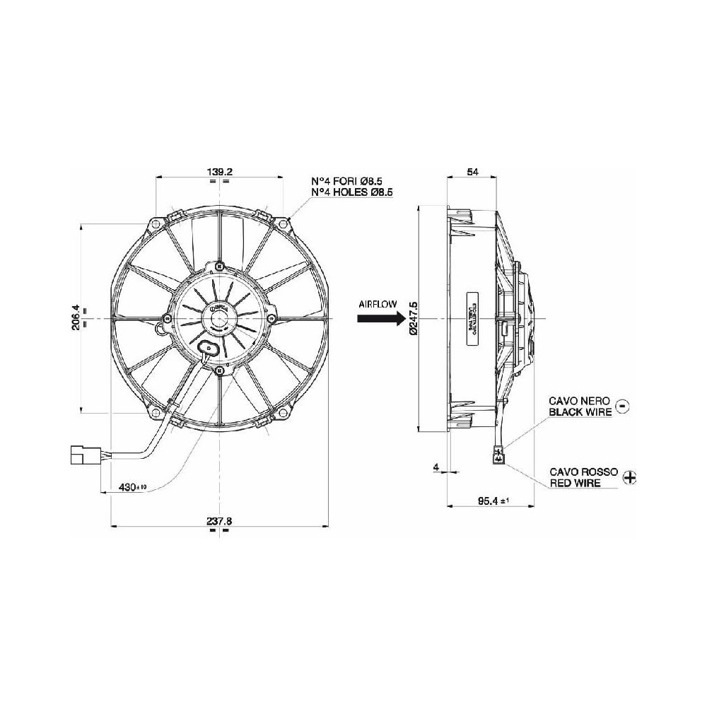 WENTYLATOR SPAL 225/247mm, SSĄCY, 12V, VA02-AP70/LL-40A WENTYLATOR SPAL 225/247mm, SSĄCY, 12V, VA02-AP70/LL-40A