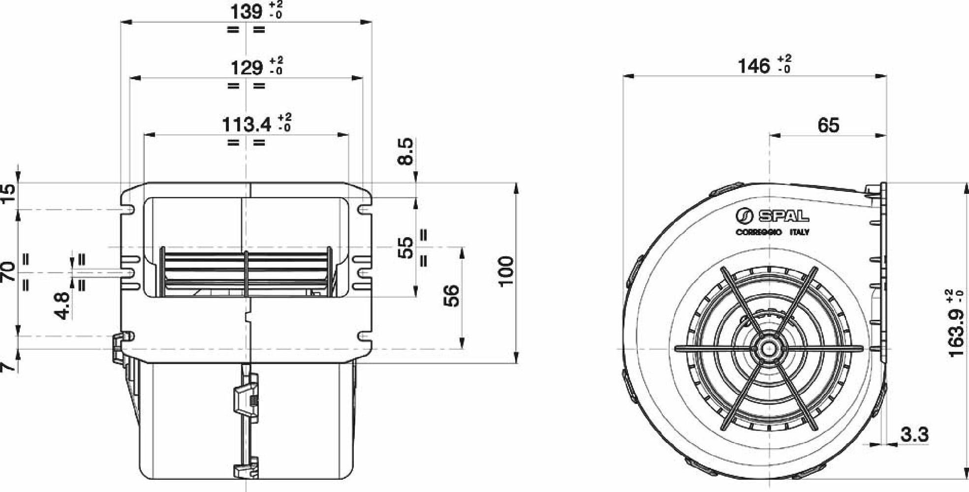 DMUCHAWA SPAL 009-A70-74D, POJEDYNCZA, 12V, 3 BIEGI, 139x146x164mm DMUCHAWA SPAL 009-A70-74D, POJEDYNCZA, 12V, 3 BIEGI, 139x146x164mm