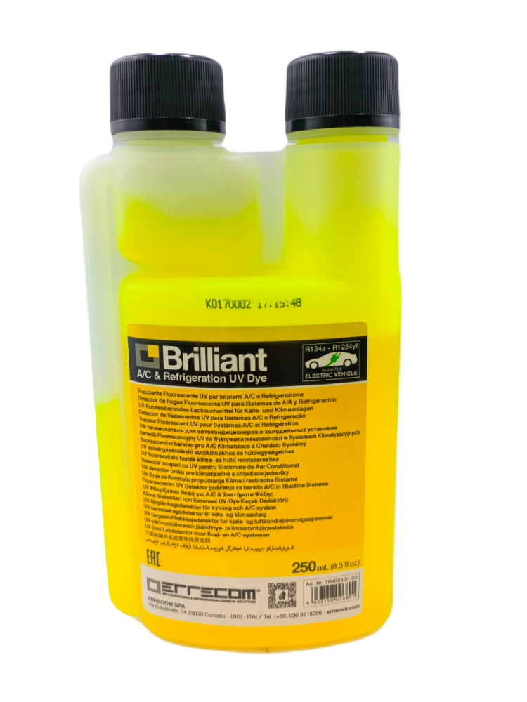 ŻÓŁTY BARWNIK UV BRILLIANT DO WYCIEKÓW W UKŁADACH KLIMATYZACJI, 250ml ŻÓŁTY BARWNIK UV BRILLIANT DO WYCIEKÓW W UKŁADACH KLIMATYZACJI, 250ml