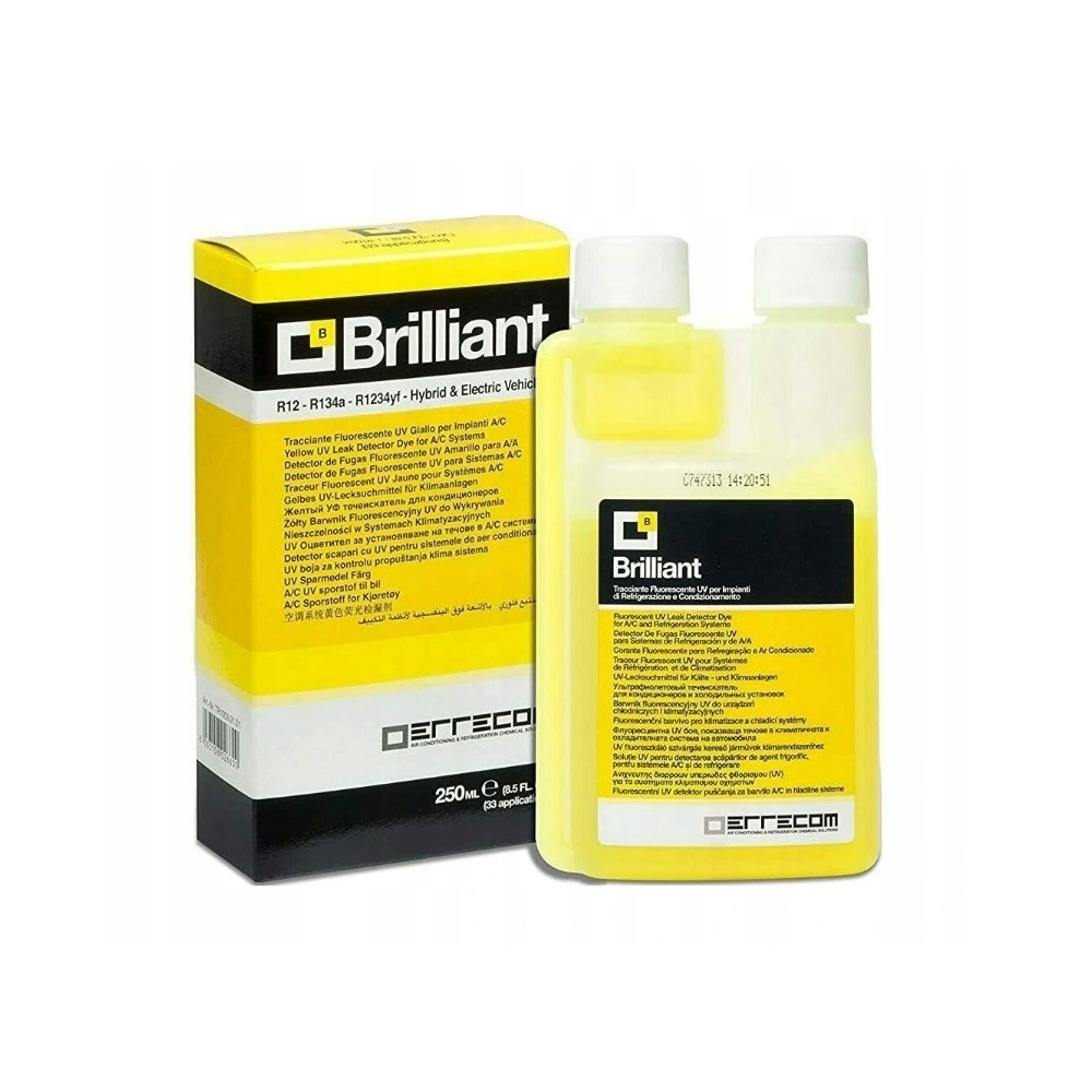 ŻÓŁTY BARWNIK UV BRILLIANT DO WYCIEKÓW W UKŁADACH KLIMATYZACJI, 250ml ŻÓŁTY BARWNIK UV BRILLIANT DO WYCIEKÓW W UKŁADACH KLIMATYZACJI, 250ml