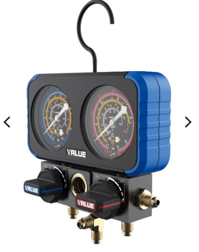 ZESTAW MANOMETRÓW VALUE VRM2-B-0801 DO CZYNNIKÓW R32, R407c, R410A, R134a
