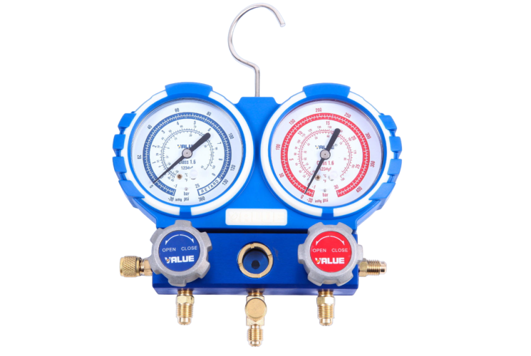ZESTAW MANOMETRÓW VALUE VMG-2-R1234yf, WĘŻE+SZYBKOZŁĄCZA