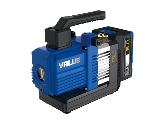 POMPA PRÓŻNIOWA VALUE VRP-2DLi, 57 L/MIN, AKUMULATOROWA, DWUSTOPNIOWA+OLEJ