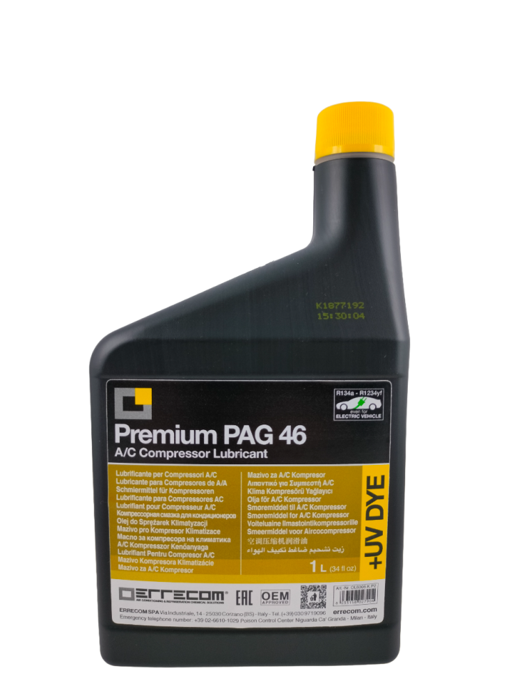 OLEJ PREMIUM PAG 46+UV, 1L, ODPOWIEDNIK ND 8, DO UKŁADÓW KLIMATYZACJI OLEJ PREMIUM PAG 46+UV, 1L, ODPOWIEDNIK ND 8, DO UKŁADÓW KLIMATYZACJI