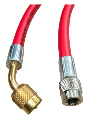 PRZEWÓD 1/4" x 1/4", 300 cm, CZERWONY, 1x KĄT 45st, GWINT WEWNĘTRZNY