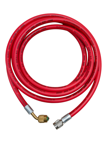 PRZEWÓD 1/4" x 1/4", 300 cm, CZERWONY, 1x KĄT 45st, GWINT WEWNĘTRZNY