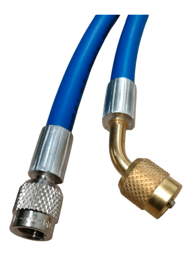 PRZEWÓD 1/4" x 1/4", 300 cm, NIEBIESKI, 1x KĄT 45st, GWINT WEWNĘTRZNY