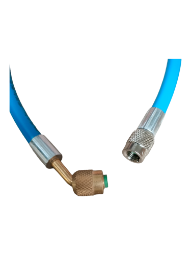 PRZEWÓD 1/4" x 1/4", 100cm, NIEBIESKI, 1x KĄT 45st, GWINT WEWNĘTRZNY