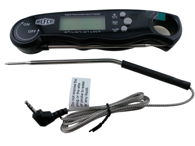 Termometr REFCO MULTITHERM ze zintegrowaną i zewnętrzną sondą.
