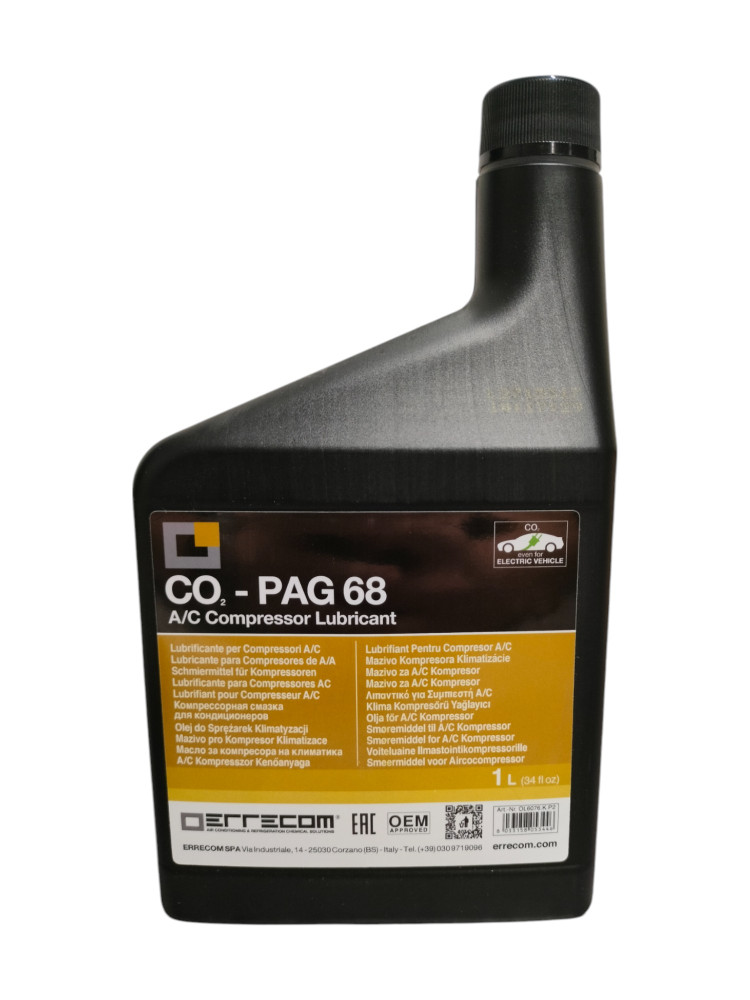 Olej PAG 68 do pojazdów hybrydowych i elektrycznych z czynnikiem CO2, 1 litr